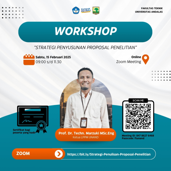 FAKULTAS TEKNIK UNIVERSITAS ANDALAS GELAR WORKSHOP PENYUSUNAN PROPOSAL PENELITIAN